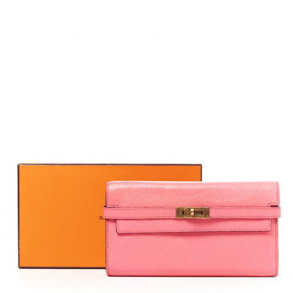 Hermes Chevre Mysore Kelly Longue Wallet Rose Lipstick 12 of 12