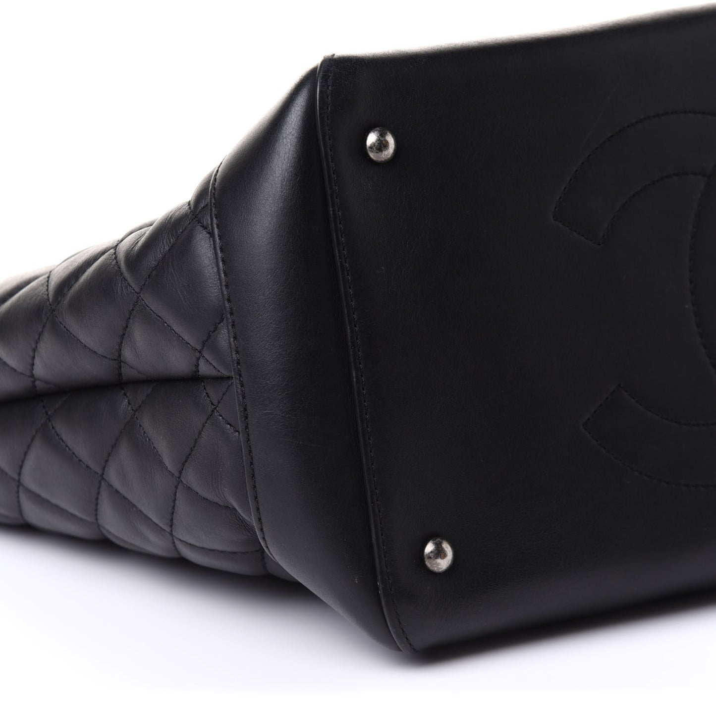 Calfskin Quilted Small Easy Shopping Tote Black