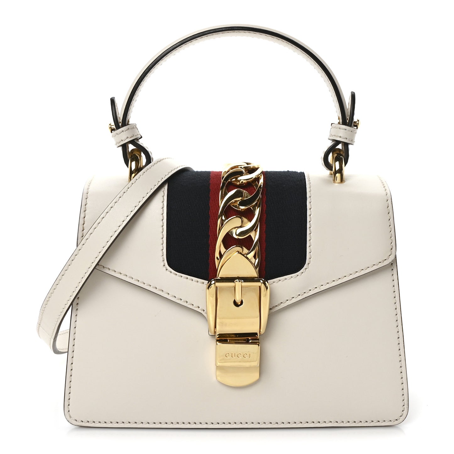 Calfskin Mini Sylvie Top Handle Bag White
