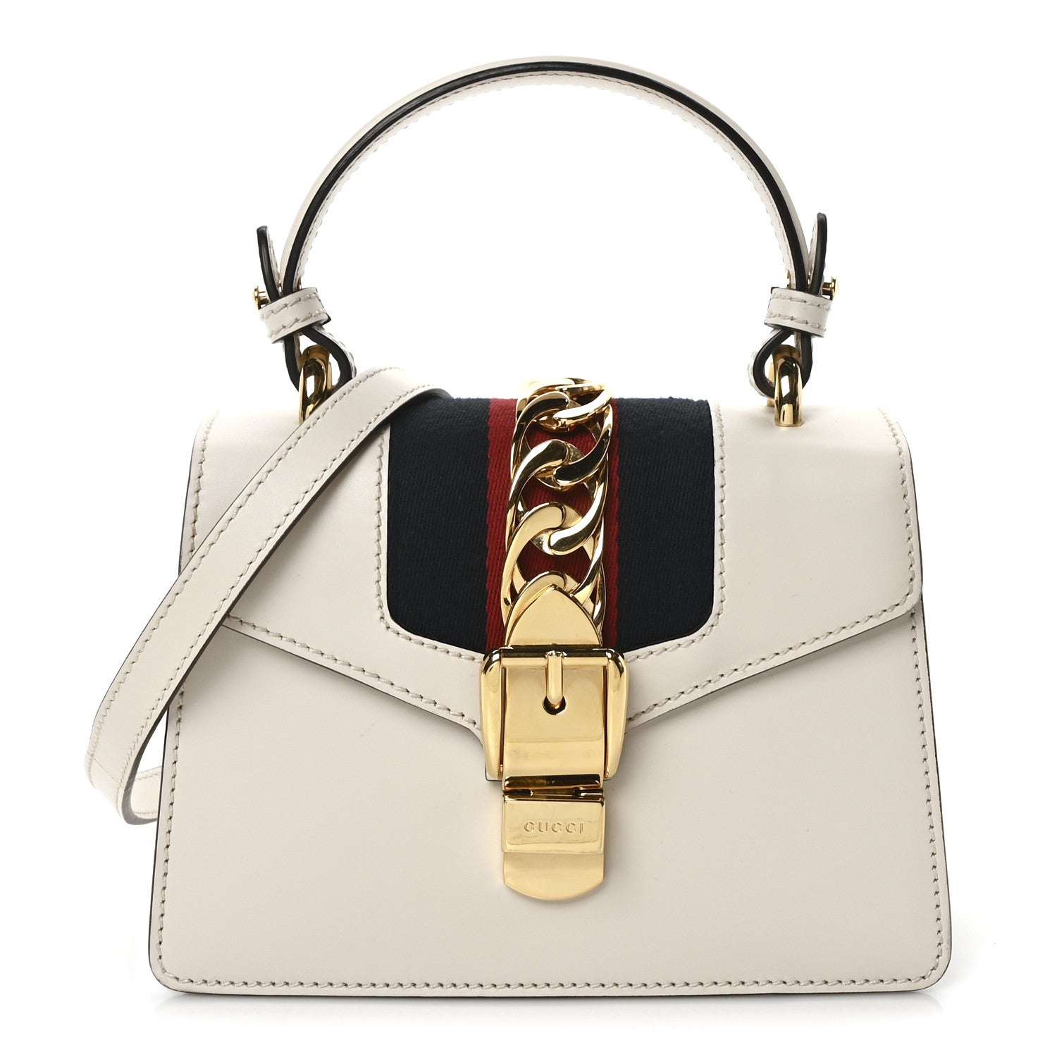 Gucci Calfskin Mini Sylvie Top Handle Bag White 1 of 10