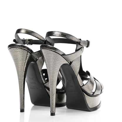Saint Laurent Metallic Calfskin Tribute 105 Platform Sandals 36.5 black 4 of 9
