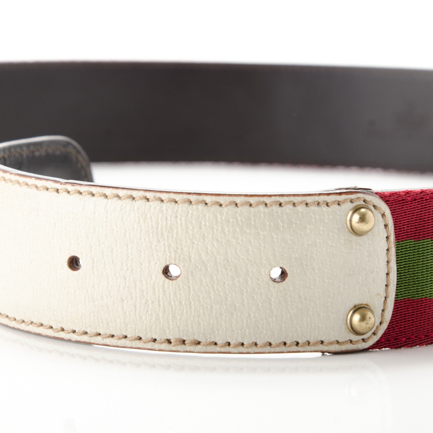 Gucci Calfskin Canvas Web Interlocking G Belt 90 36 Off White 4 of 6