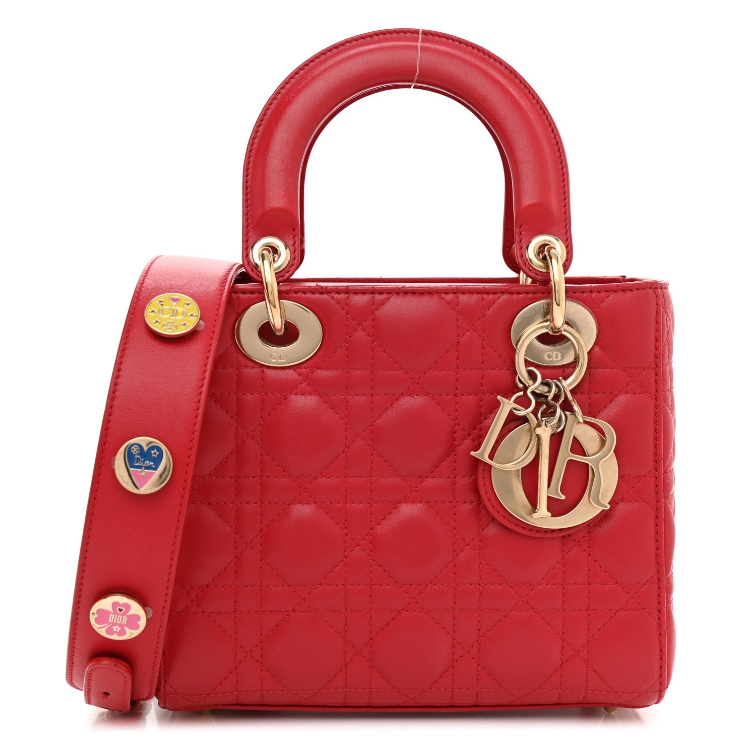 Christian Dior Lambskin Cannage Small Lucky Badges My Lady Dior Red 1 of 9