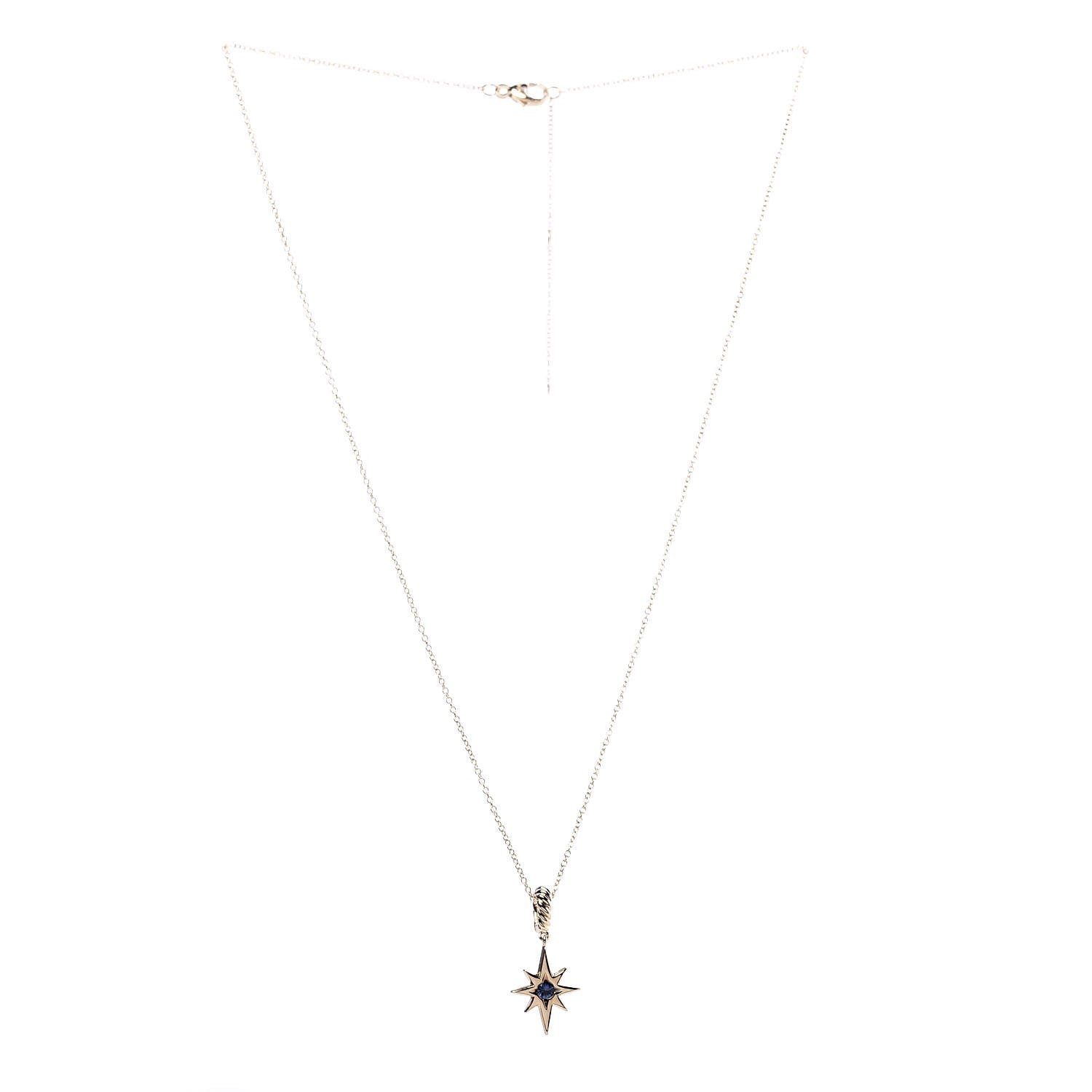 David Yurman 18K Yellow Gold Sapphire North Star Birthstone Charm Pendant Necklace 3 of 7