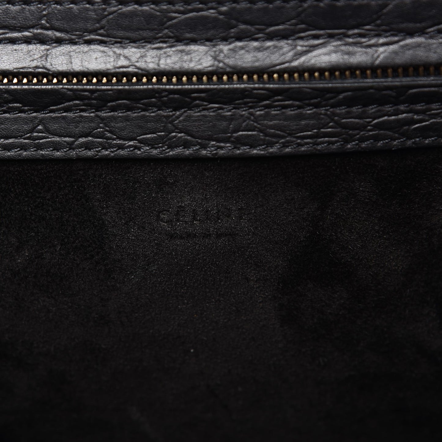 Crocodile Embossed Calfskin Medium Phantom Luggage Black
