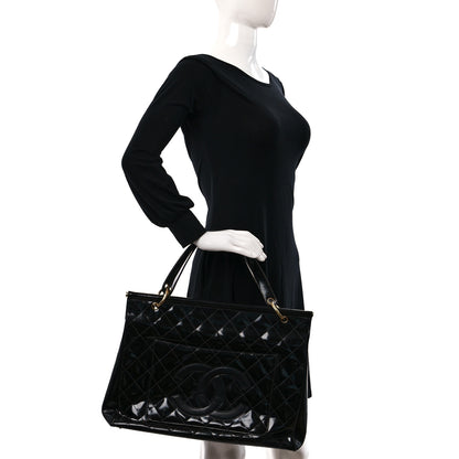 Chanel Patent Quilted Shopping Tote Black 2 of 10