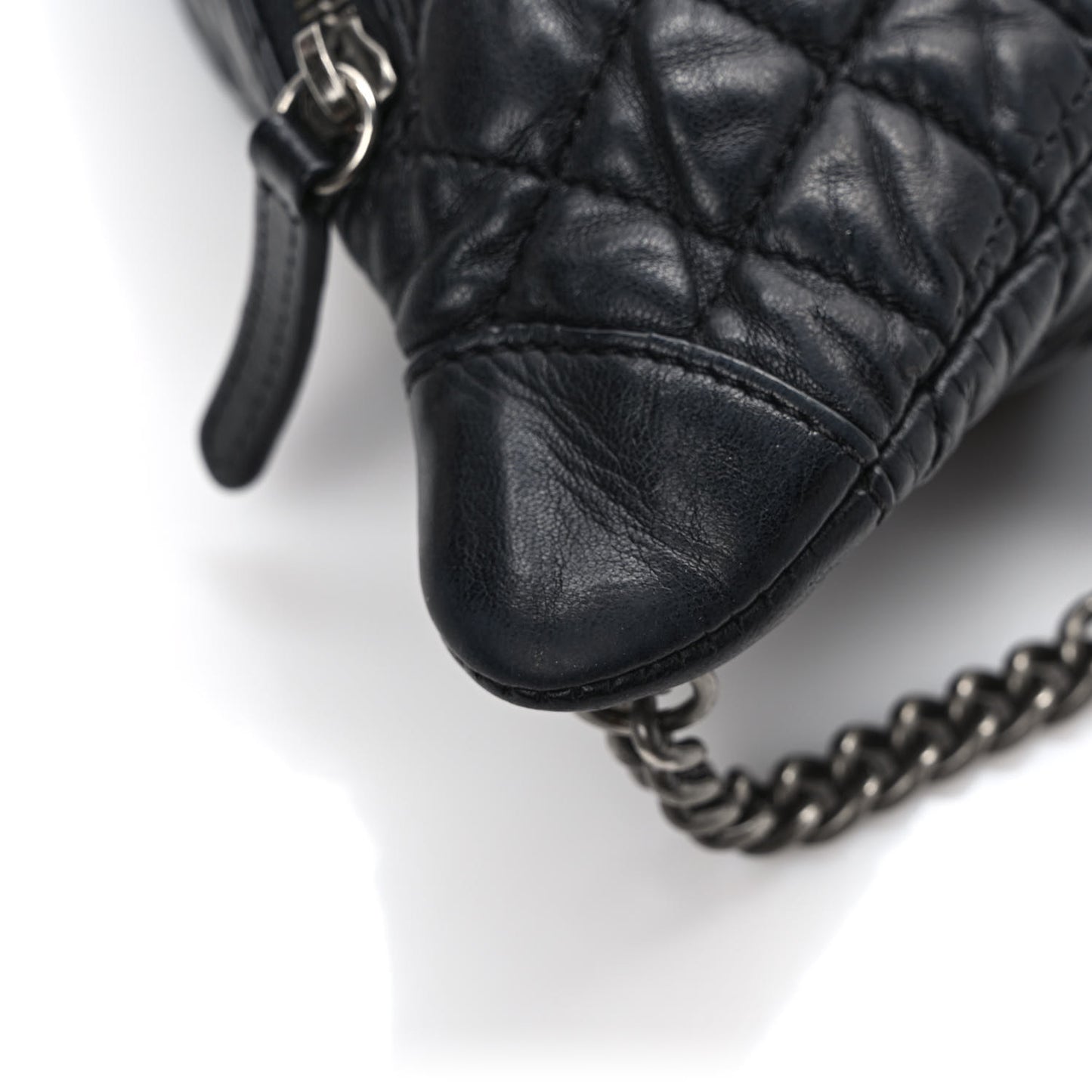 Lambskin Quilted Banane Waist Bag Fanny Pack Black