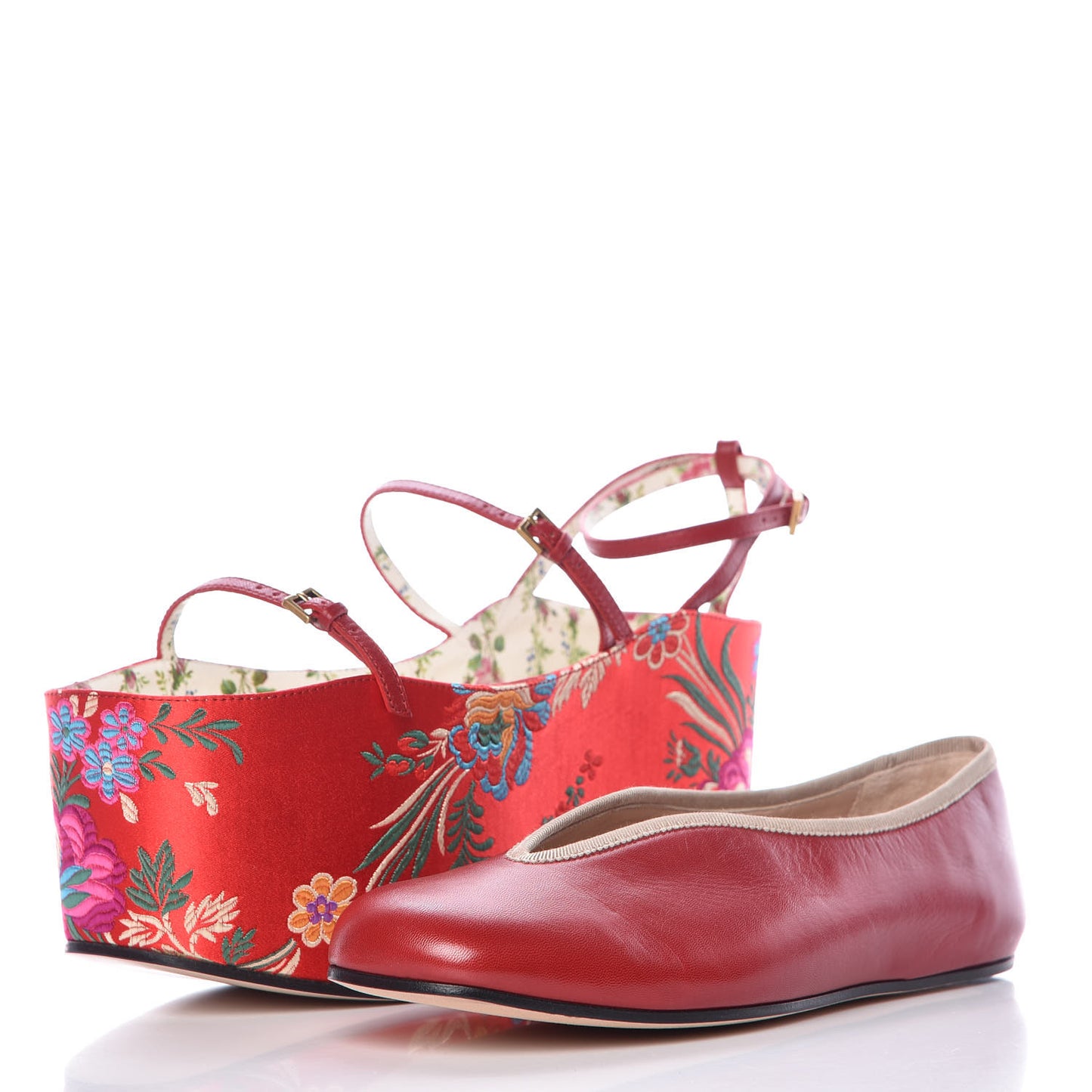 Malaga Kid Silk Hannelore Detachable Platform Slide 37 Hibiscus Red