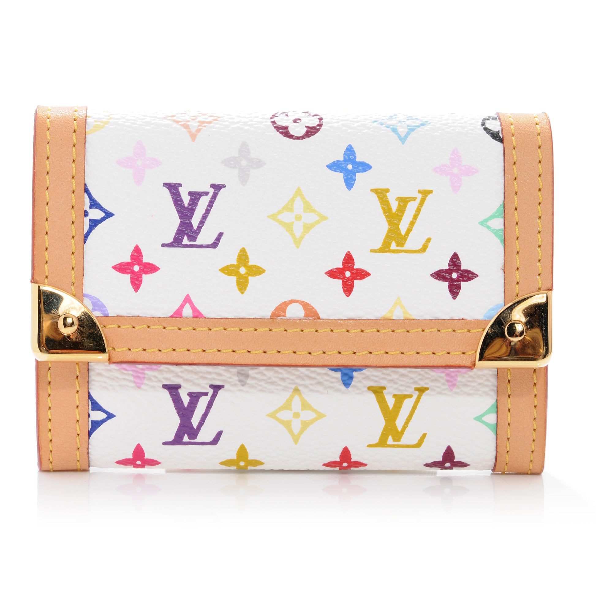 Louis Vuitton Monogram Multicolor Porte-Monnaie Plat Coin Purse White 1 of 5