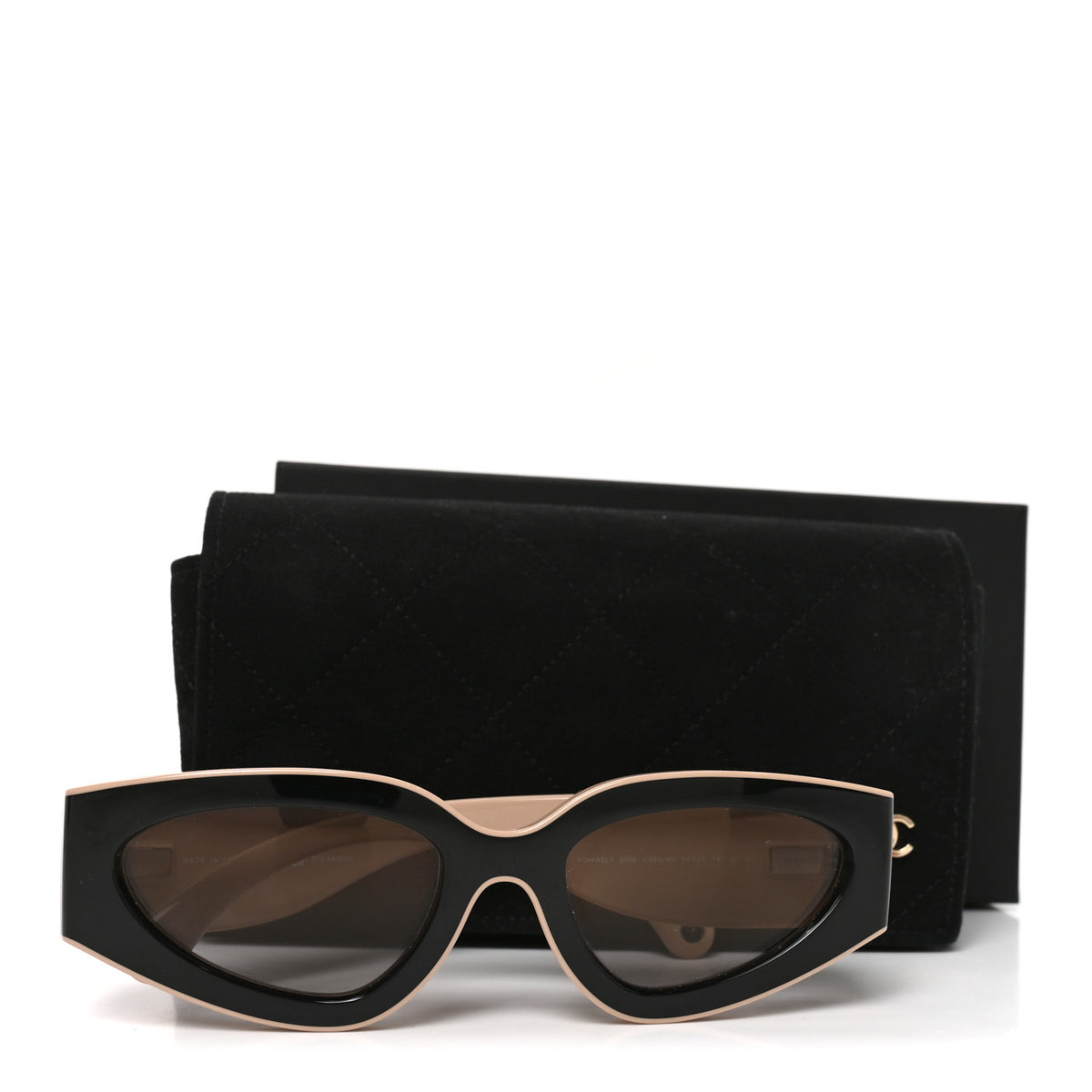 Chanel Acetate Cat Eye Sunglasses 6056 Black Beige 7 of 7