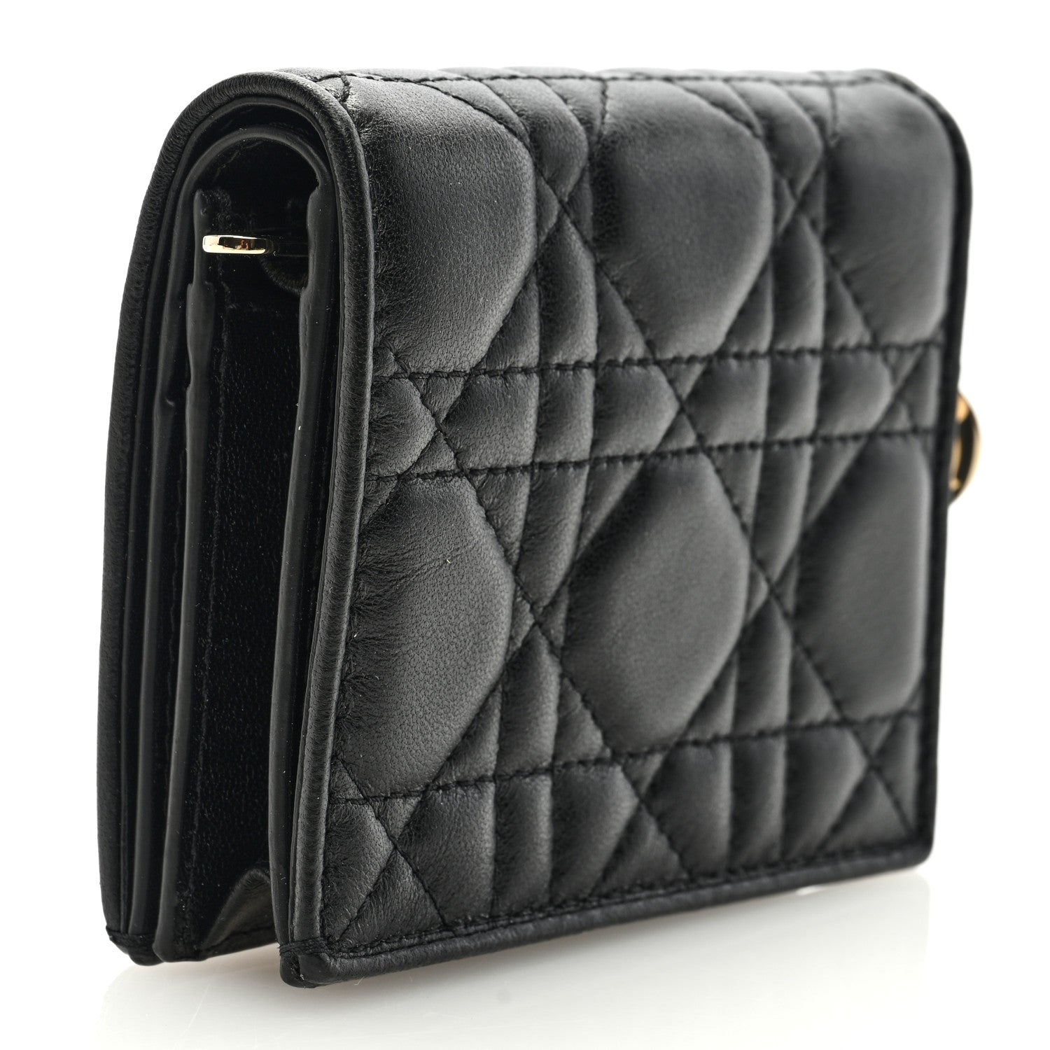 Christian Dior Lambskin Cannage Small Lady Dior Flap Card Holder Black 3 of 7