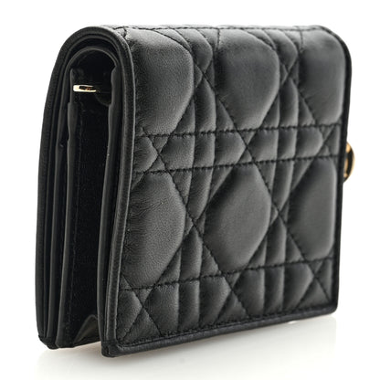 Christian Dior Lambskin Cannage Small Lady Dior Flap Card Holder Black 3 of 7