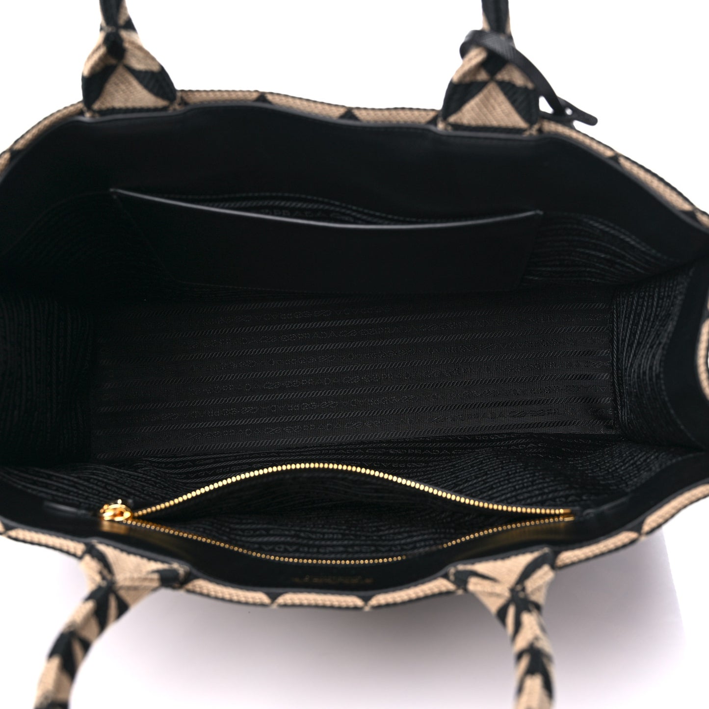 Jacquard Saffiano Triangolo Symbole Embroidered Large Tote Black Corda