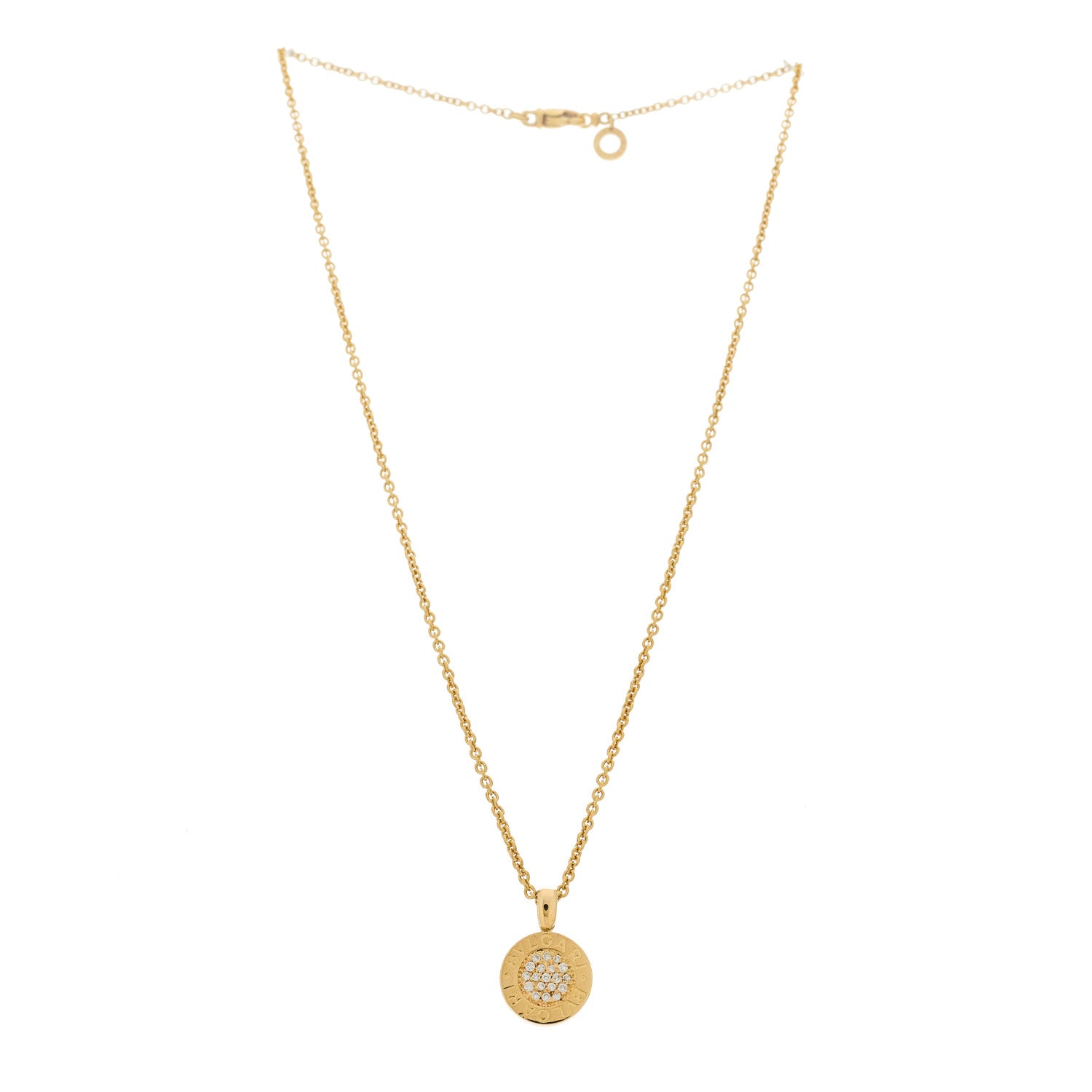 Bulgari 18K Yellow Gold Diamond BVLGARI BVLGARI Pave Pendant Necklace 3 of 5