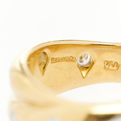 Tiffany 18K Yellow Gold Platinum Diamond Etoile Twist Band Ring 50 5.5 5 of 6