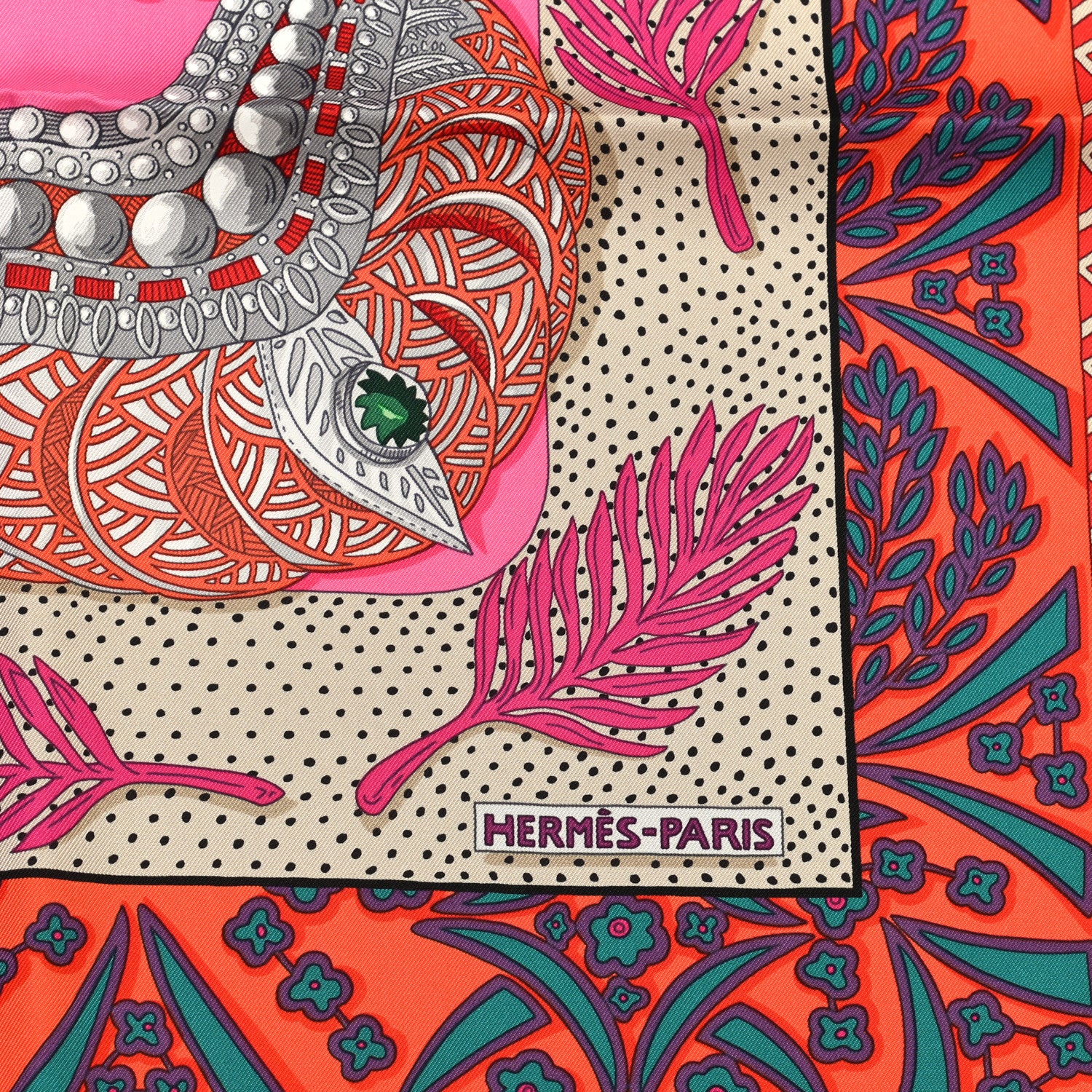 Hermes Silk Zenobie Reine De Palmyre Scarf 90 Rose Vif Orange Mastic 2 of 6