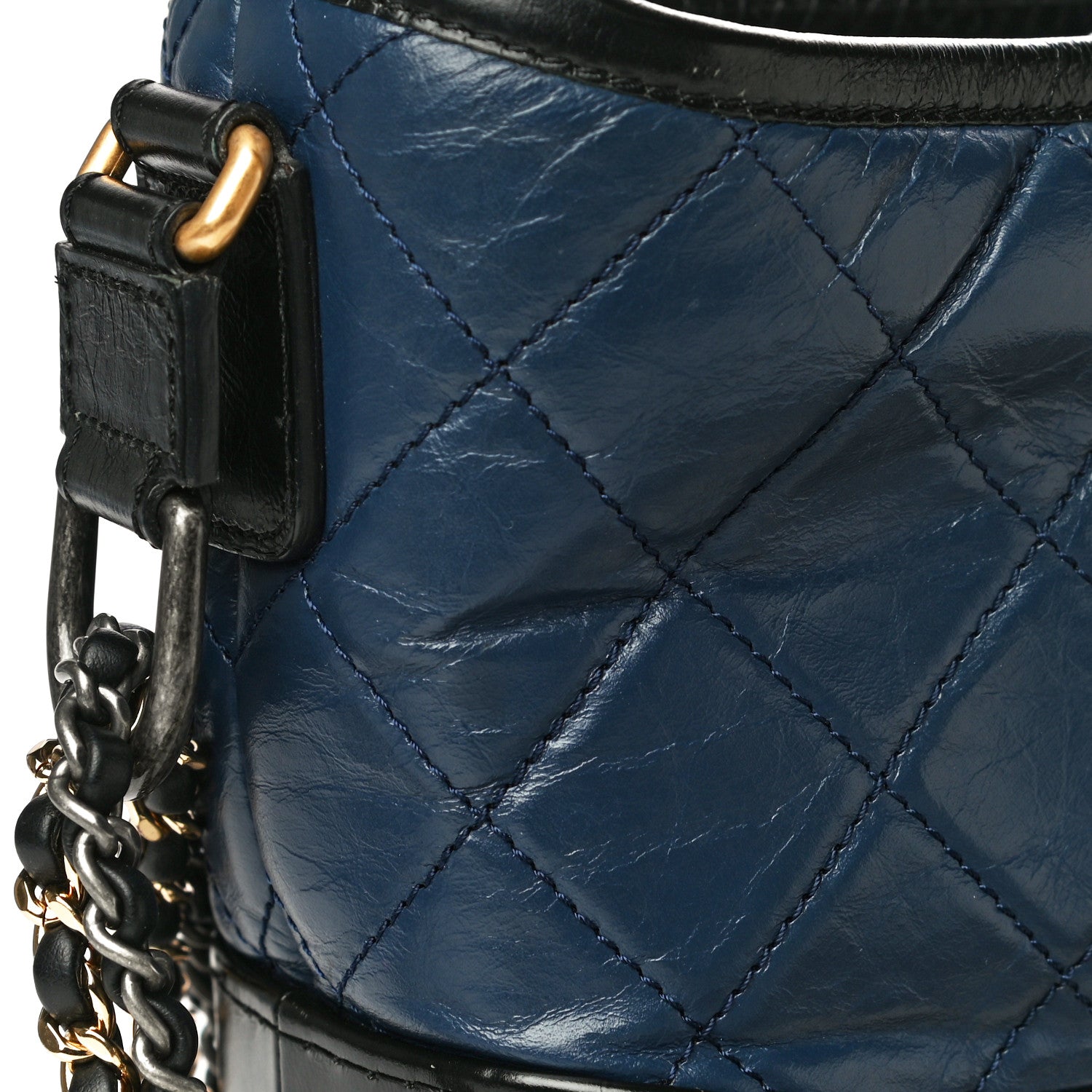 Chanel Aged Calfskin Quilted Small Gabrielle Hobo Navy Black 14 of 19