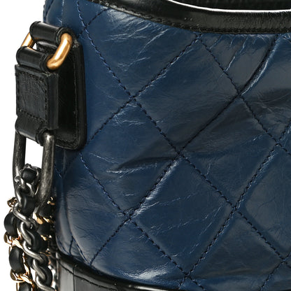 Chanel Aged Calfskin Quilted Small Gabrielle Hobo Navy Black 14 of 19