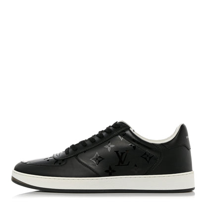 Louis Vuitton Calfskin Monogram Mens Rivoli Sneakers 9 Black 1 of 9