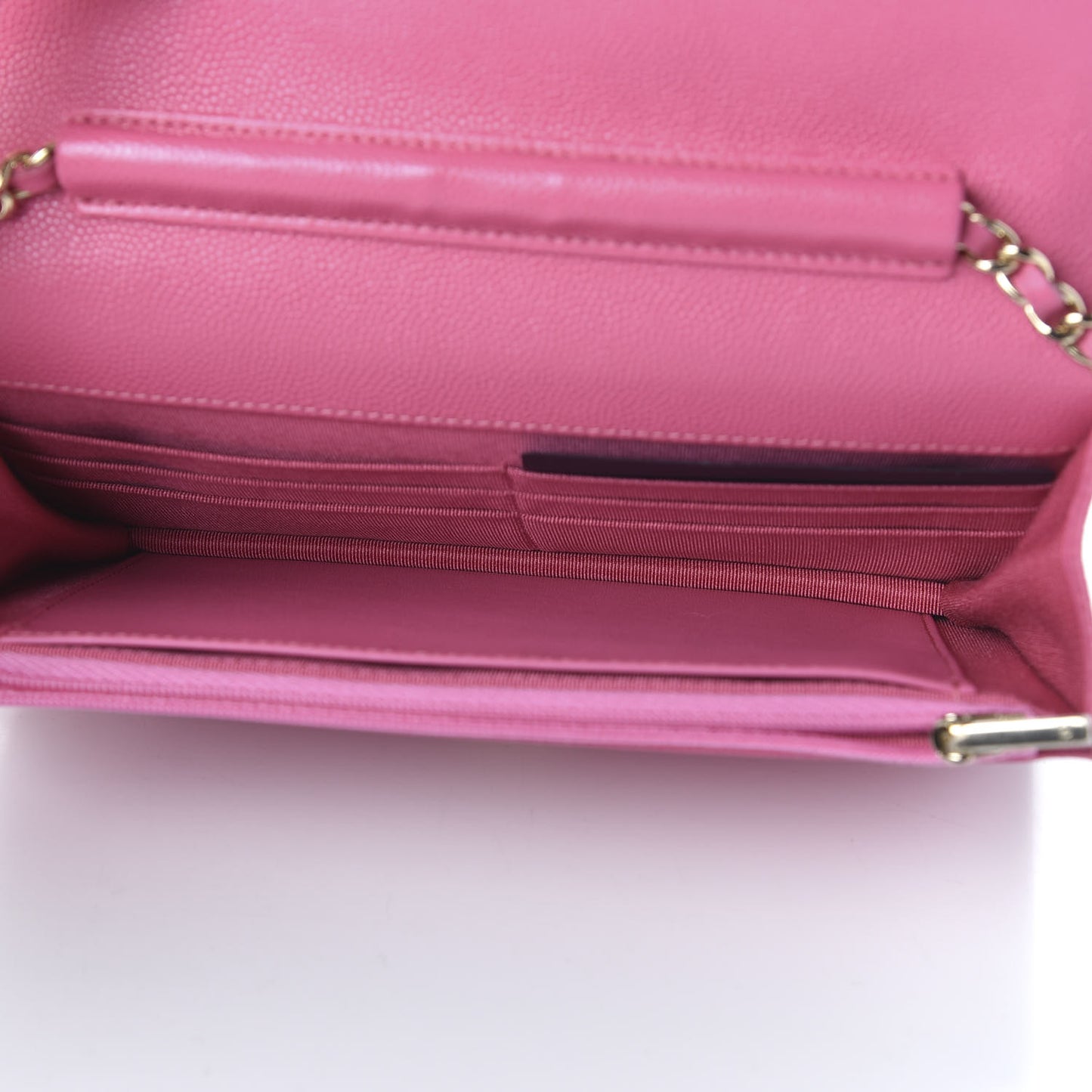 Caviar Quilted Wallet on Chain WOC Pink