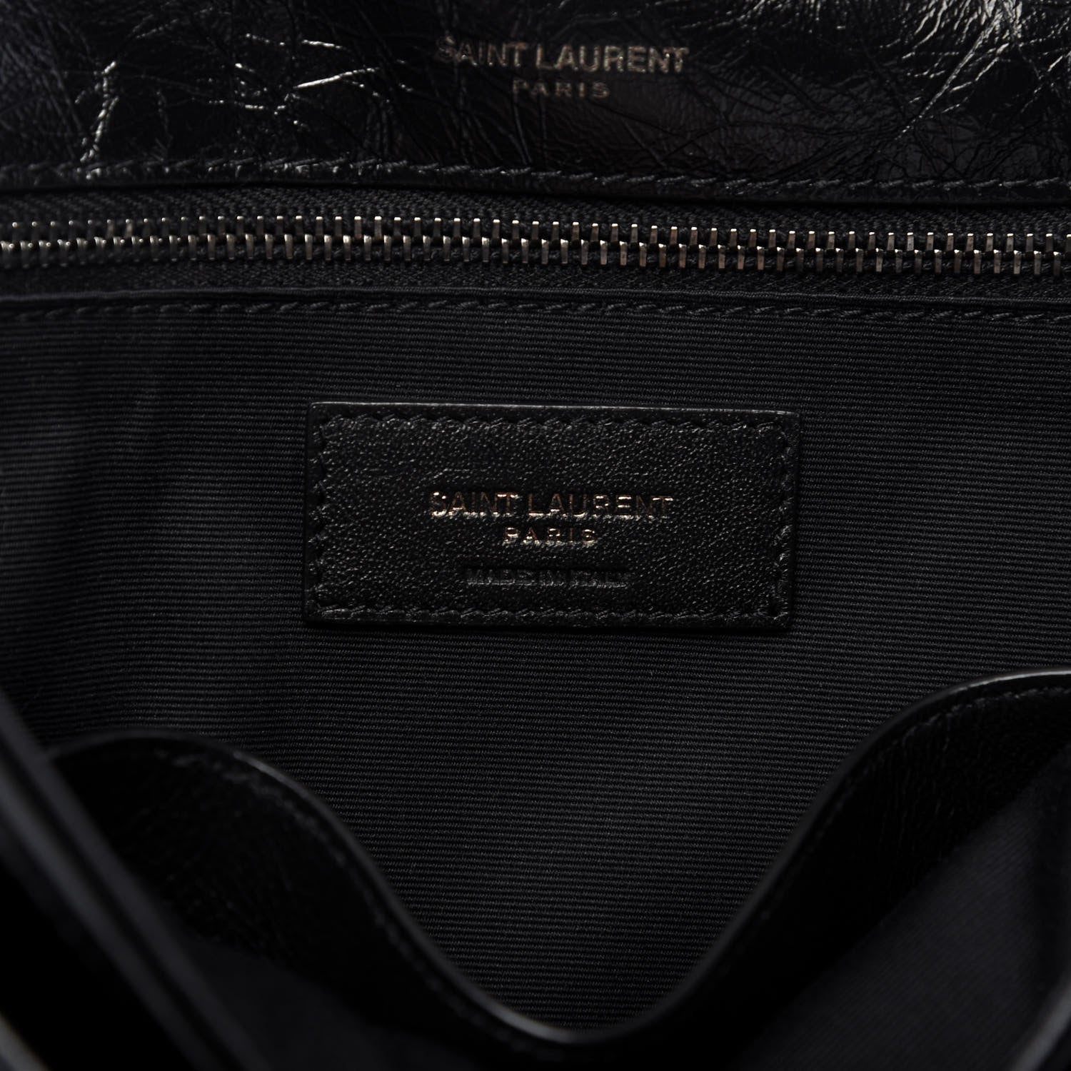 Saint Laurent Crinkled Calfskin Matelasse Monogram Medium Niki Chain Satchel Black 8 of 9