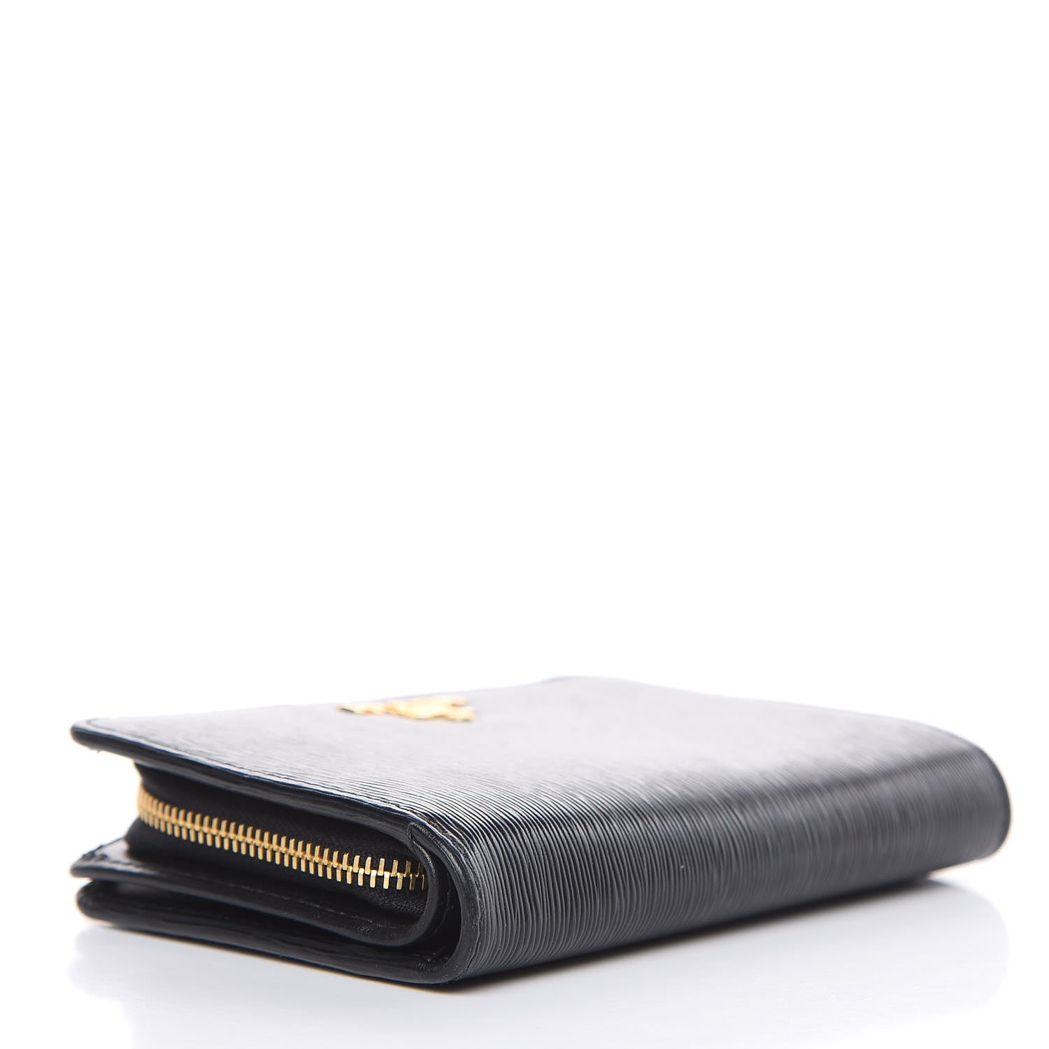 Prada Vitello Move Metal Compact Wallet Black 4 of 9