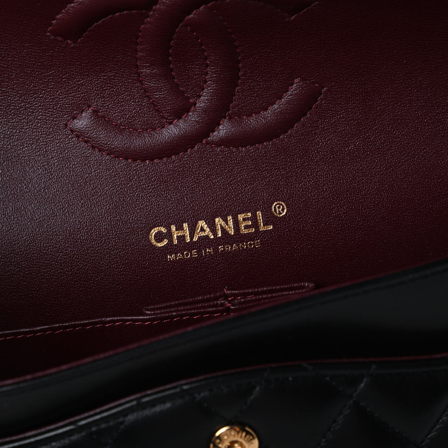 Lambskin Quilted Medium Double Flap Black