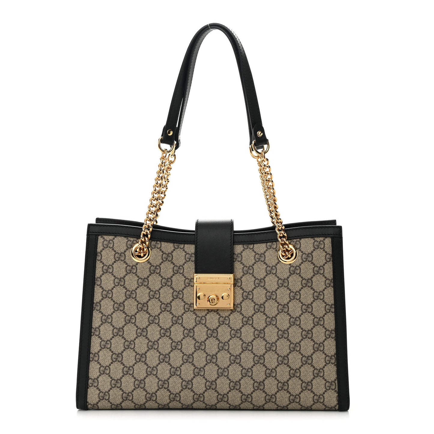 GG Supreme Monogram Medium Padlock Tote Black