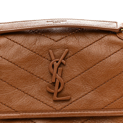 Saint Laurent Crinkled Calfskin Matelasse Monogram Baby Niki Chain Satchel Light Caramel 8 of 10