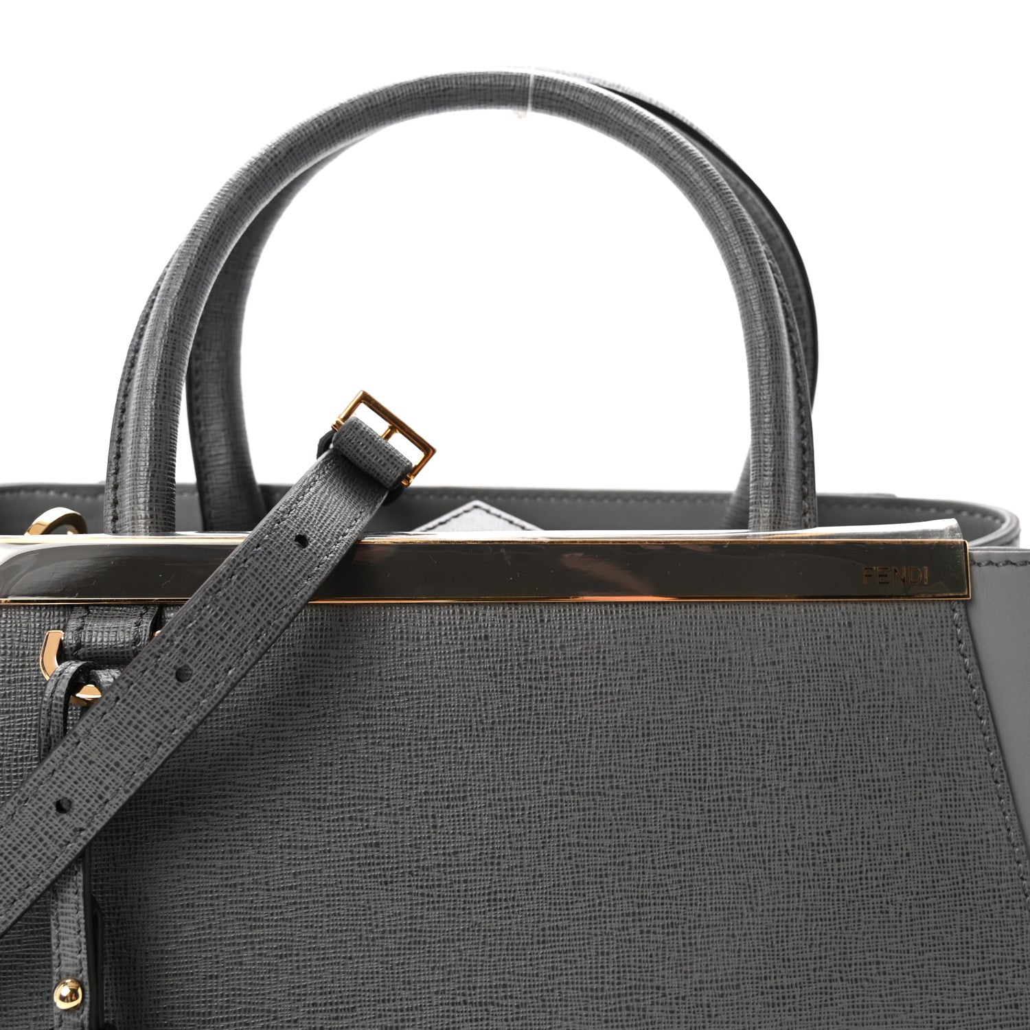 Fendi Vitello Elite Petite 2Jours Tote Grigio Grigio Chiaro 7 of 9