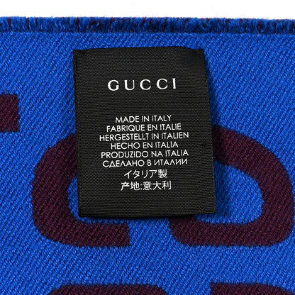 Gucci Silk Wool GG Freedom Monogram Scarf Lacquer Blue 4 of 4