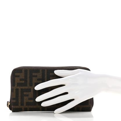 Fendi Zucca Spalmati Vitello Elite Zip Around Wallet Tobacco Viola 2 of 9