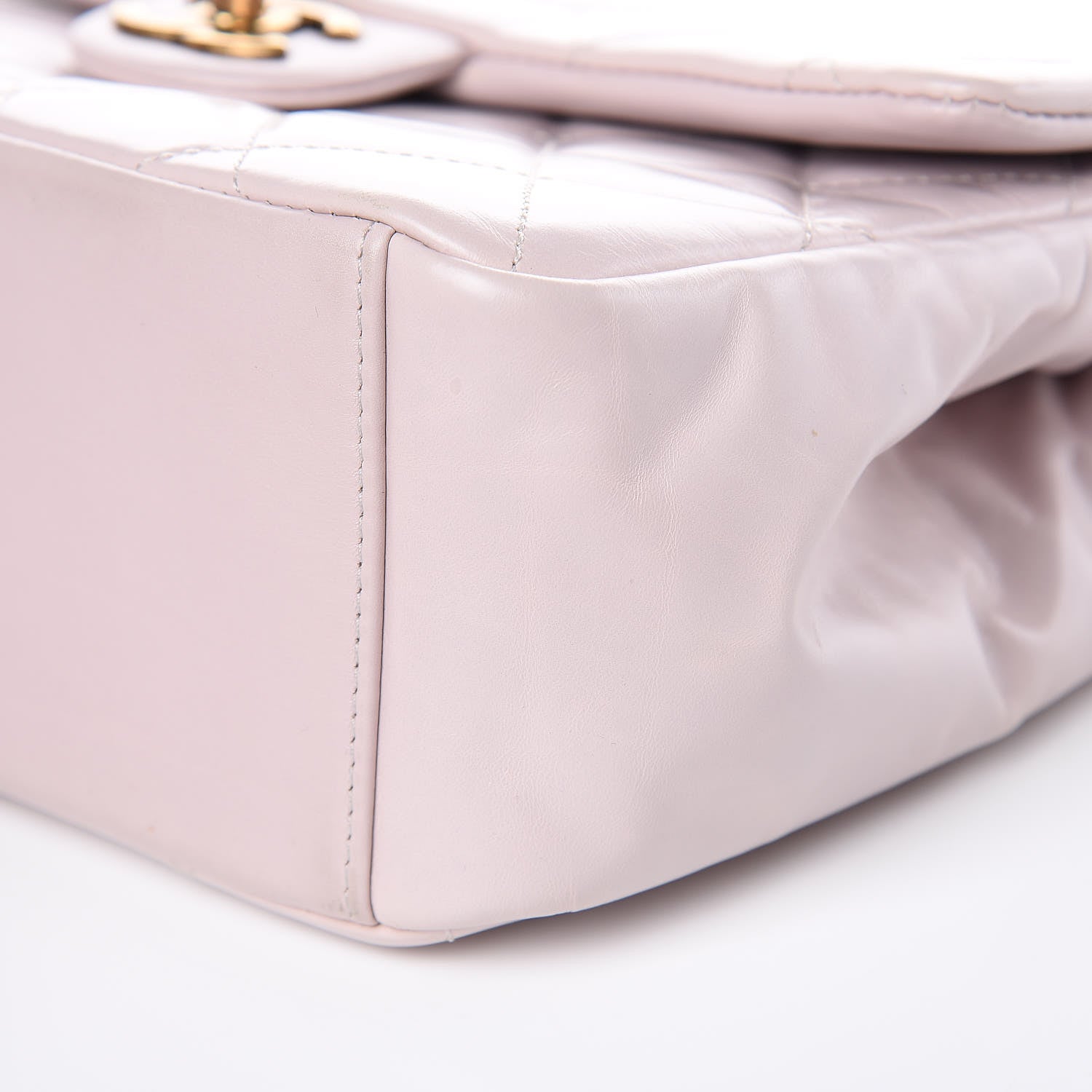 Chanel Glazed Calfskin Quilted Medium Gold Bar Top Handle Flap Light Pink 9 of 11
