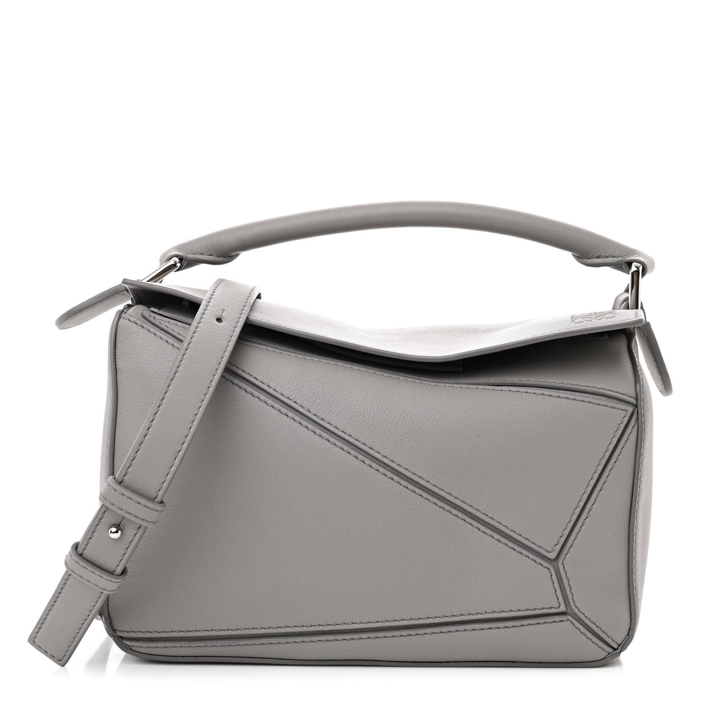 Calfskin Small Puzzle Bag Pearl Grey