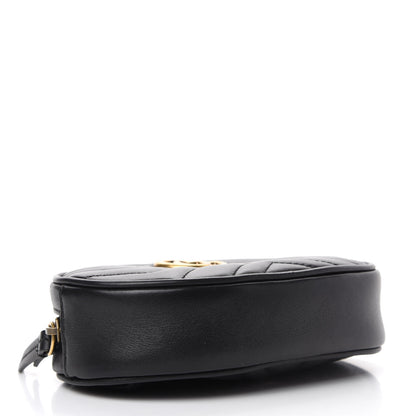 Gucci Calfskin Matelasse GG Marmont Belt Bag 75 30 Black 4 of 13