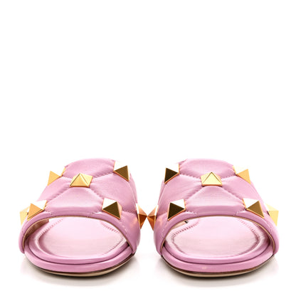 Valentino Garavani Nappa Roman Stud Flat Slide Sandals 37 Giacinto 2 of 14
