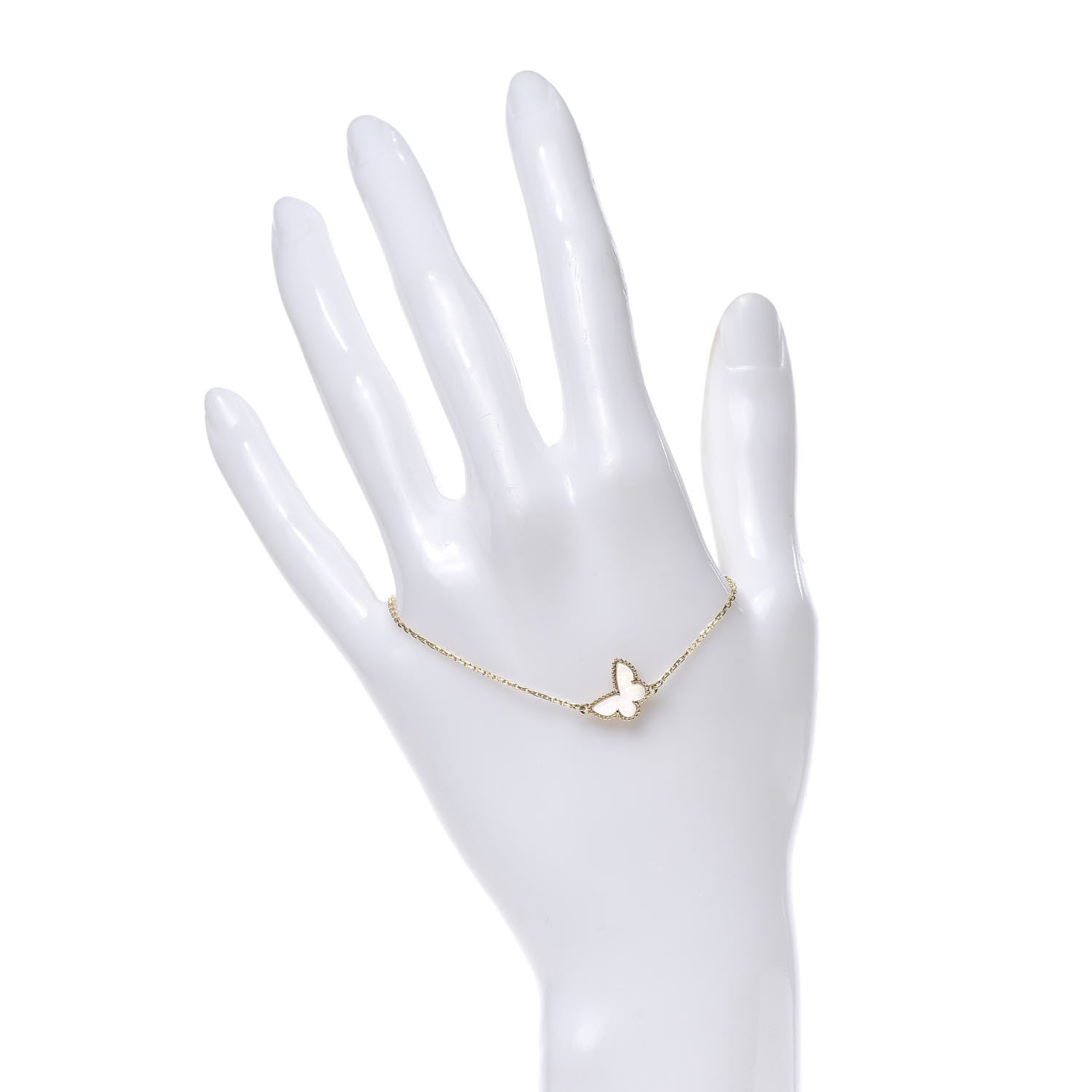 Van Cleef & Arpels 18K Yellow Gold Mother of Pearl Sweet Alhambra Butterfly Bracelet 2 of 8