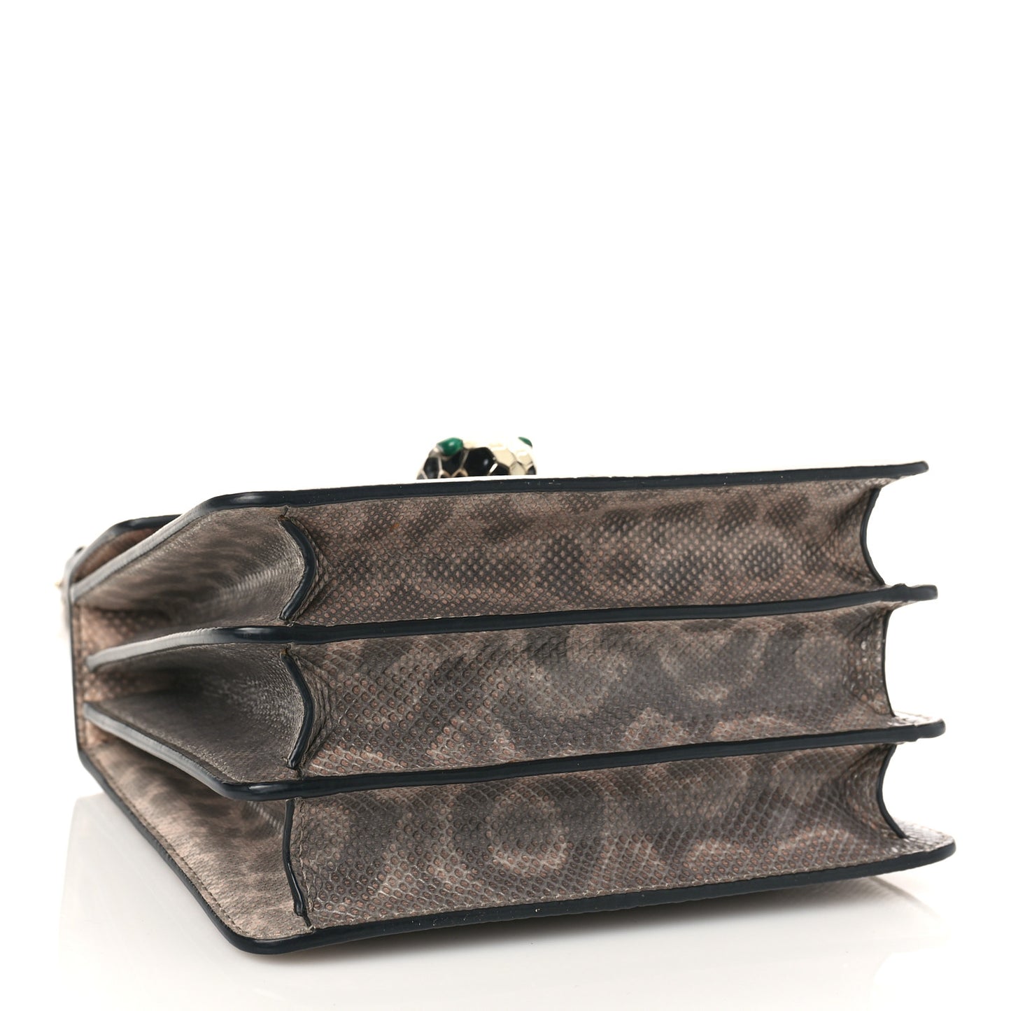 Shiny Karung Serpenti Forever Top Handle Brown