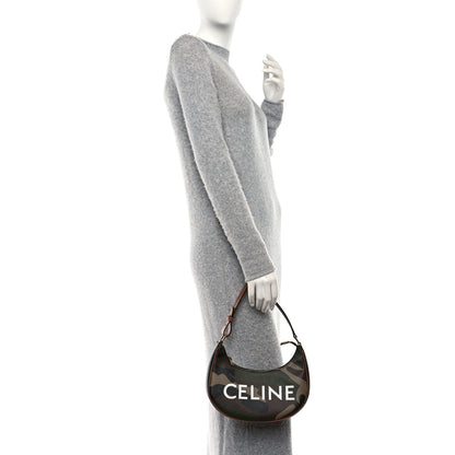 Celine Canvas Calfskin Camouflage Ava Logo Triomphe Shoulder Bag Khaki 3 of 7