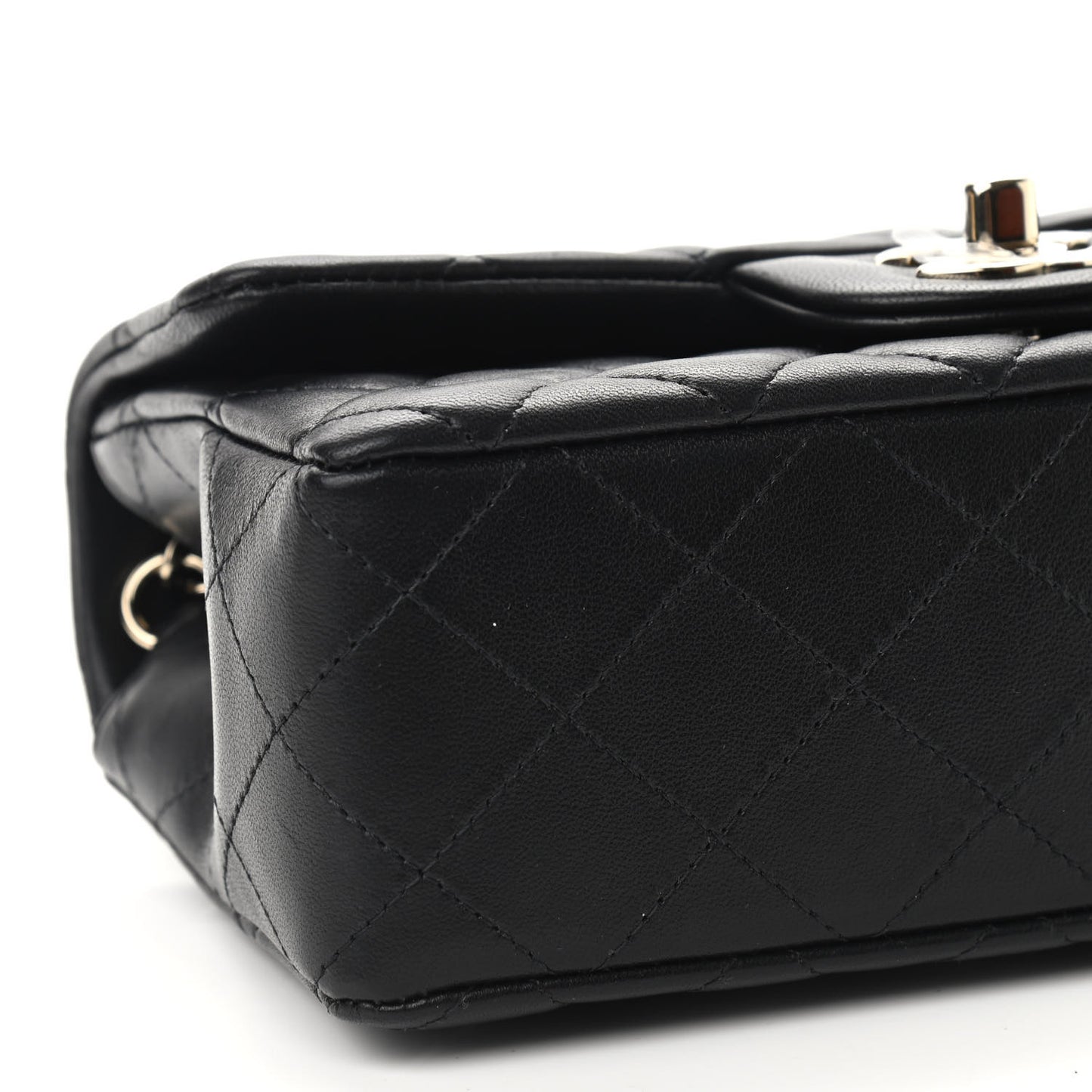 Lambskin Quilted Mini Rectangular Flap Black