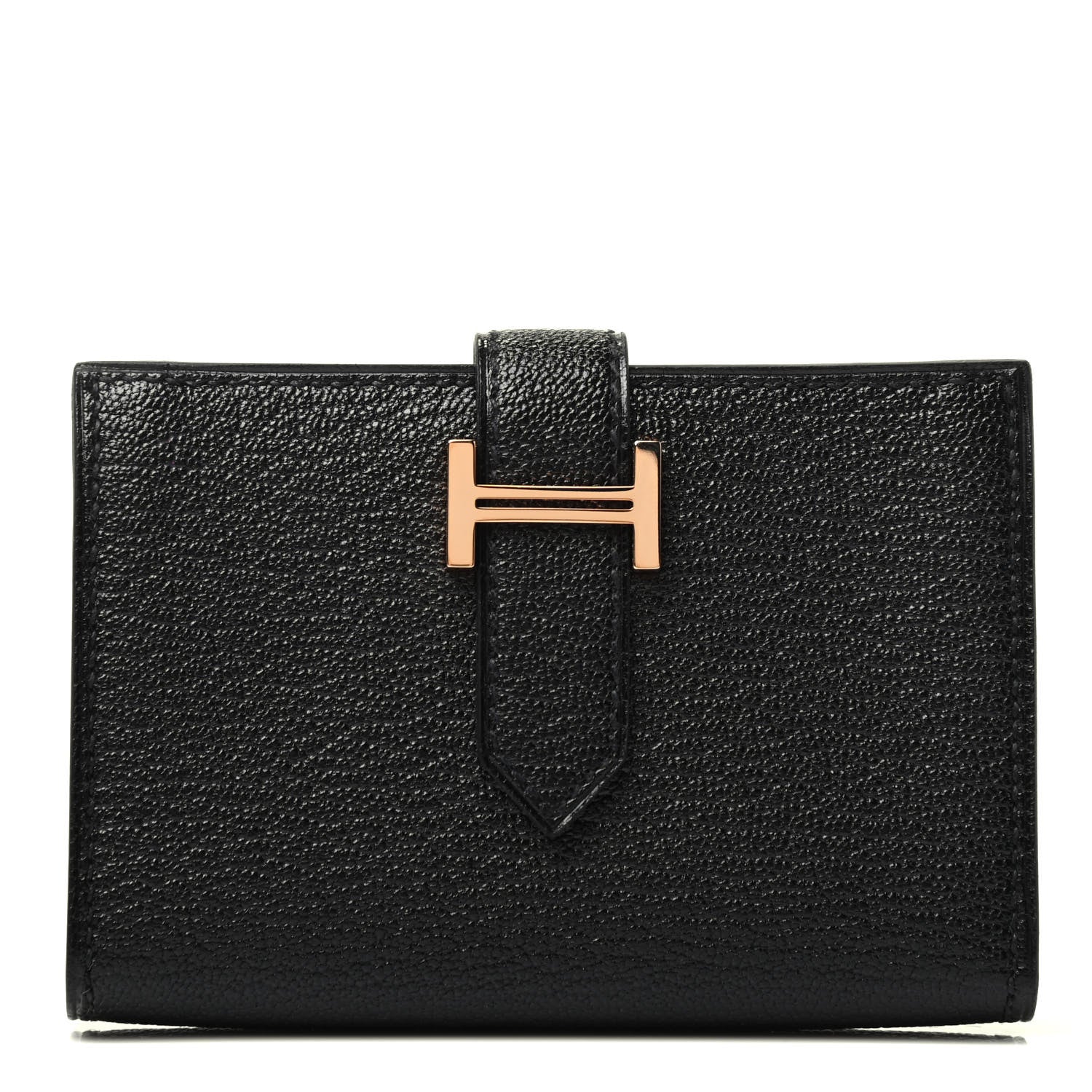 Hermes Chevre Mysore Bearn Card Holder Wallet Black 1 of 3