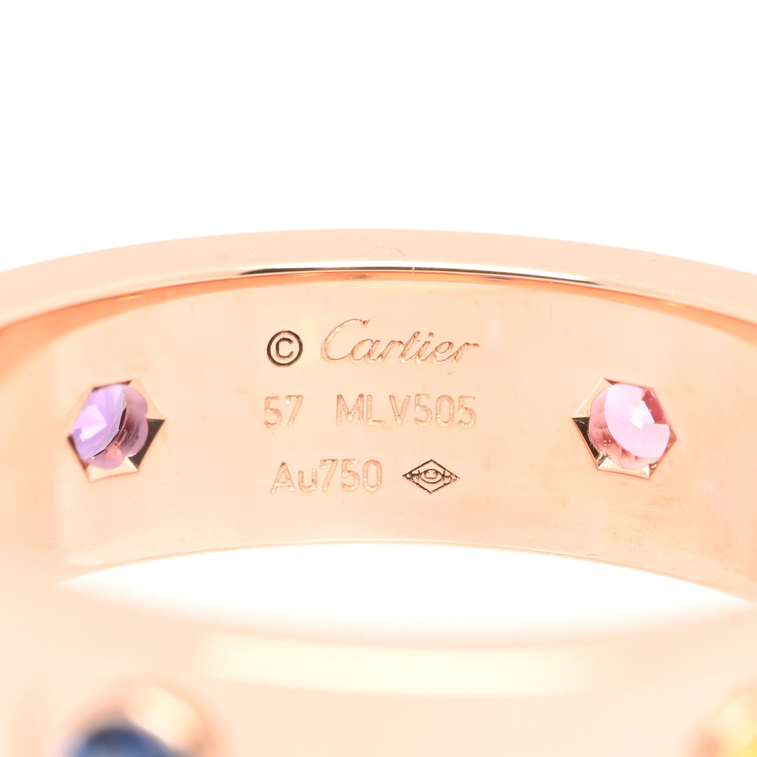 Cartier 18K Pink Gold Sapphire Garnet Amethyst 5.5mm LOVE Ring 57 8 4 of 5
