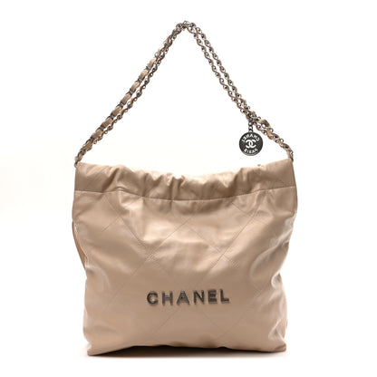 Chanel Shiny Calfskin Quilted Small Chanel 22 Beige 1 of 11
