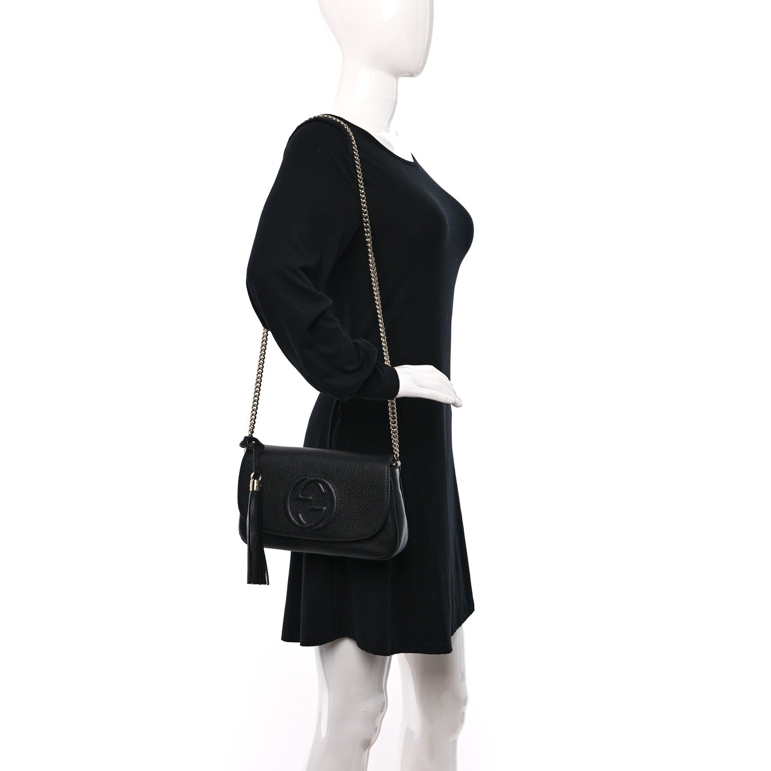 Gucci Pebbled Calfskin Medium Soho Flap Crossbody Black 2 of 9