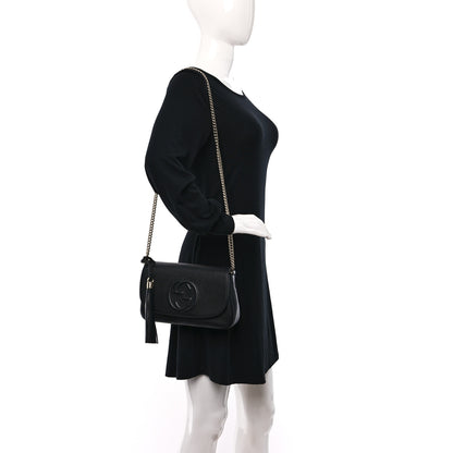 Gucci Pebbled Calfskin Medium Soho Flap Crossbody Black 2 of 9