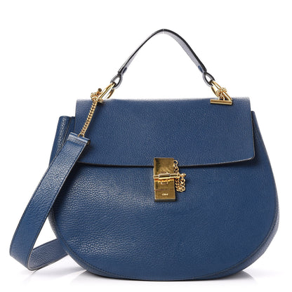 Chloe Grained Lambskin Large Drew Shoulder Bag Factory Blue 1 of 9