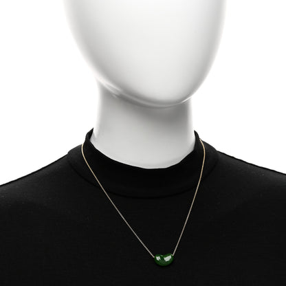 Tiffany 18K Yellow Gold Jade 18mm Elsa Peretti Bean Pendant Necklace 2 of 5