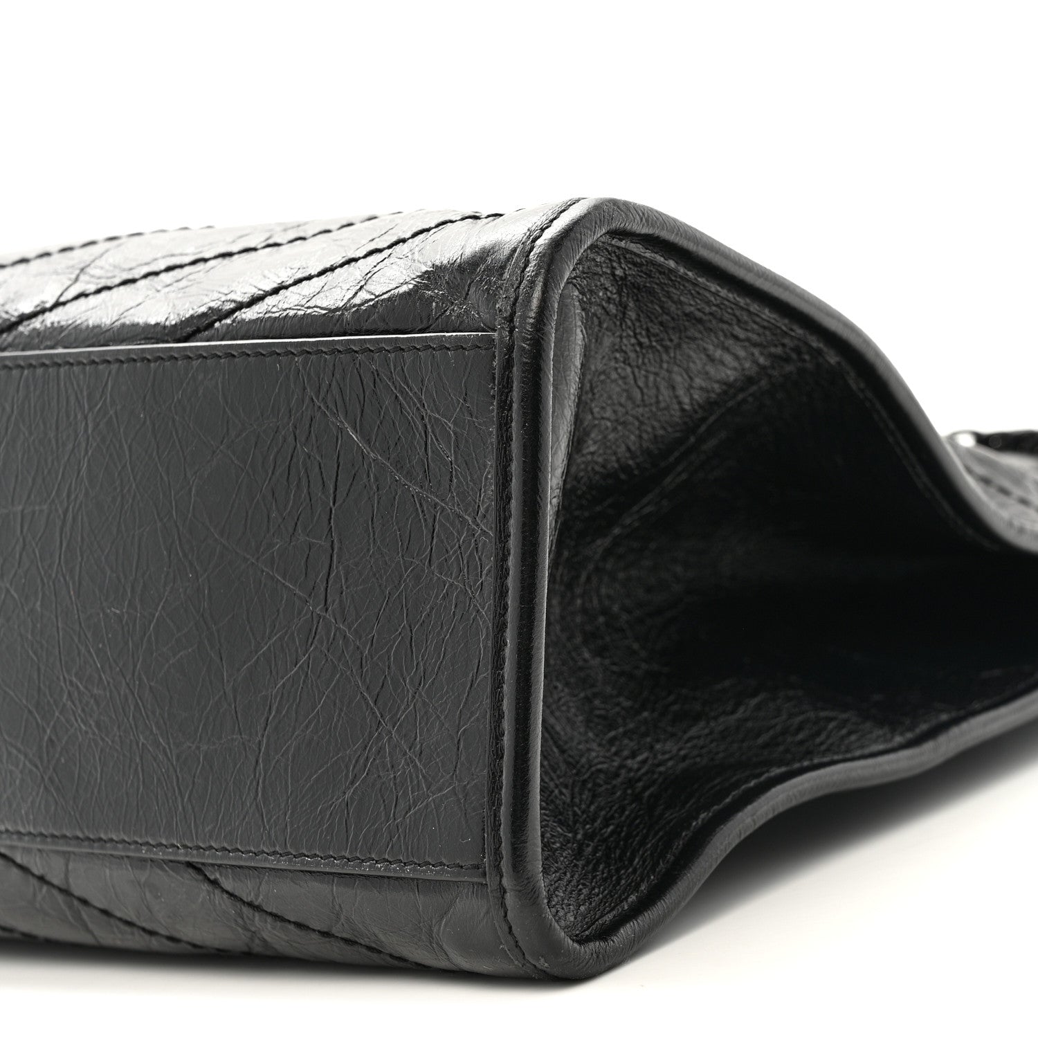 Saint Laurent Crinkled Calfskin Matelasse Monogram Large Niki Shopper Tote Black 10 of 12