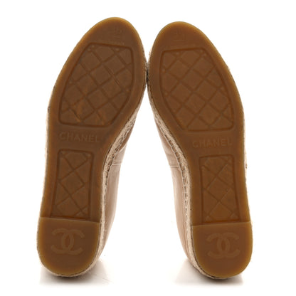Chanel Lambskin CC Espadrilles 35 Beige Black 6 of 10