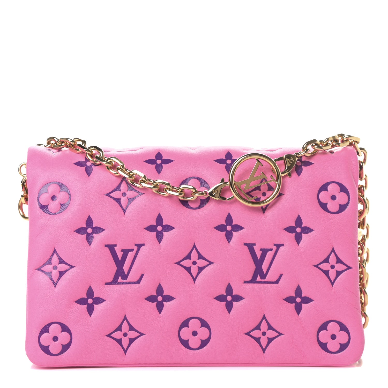 Louis Vuitton Lambskin Embossed Monogram Vuittamins Pochette Coussin Rose Violet 1 of 12